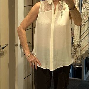 Haute Hippie Cream Lace Detail Blouse